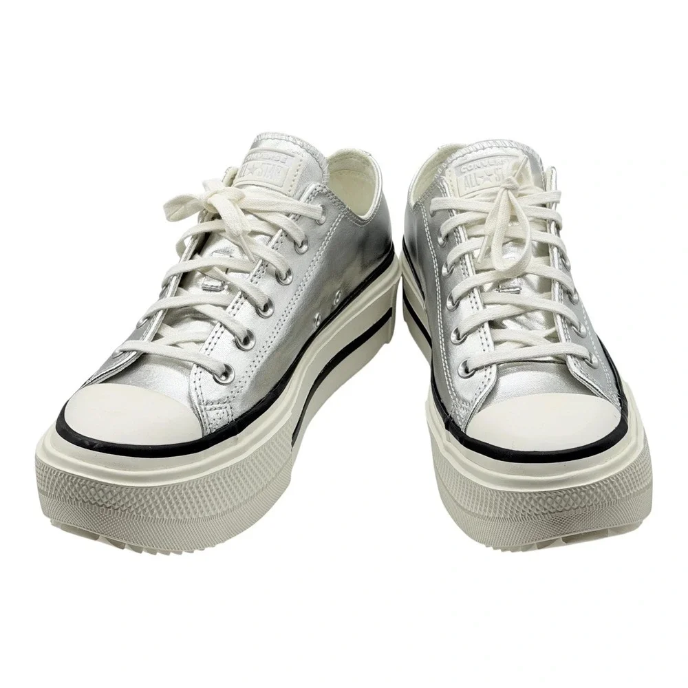 Converse Chuck Taylor All Star Move Metallic Silver Platform Sneakers W 10/M 8